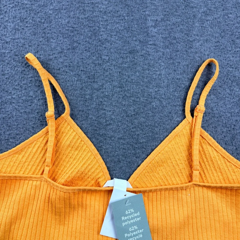 H&M Orange‎ Women's XXL Ribbed Ruched Front Crop Top NWT